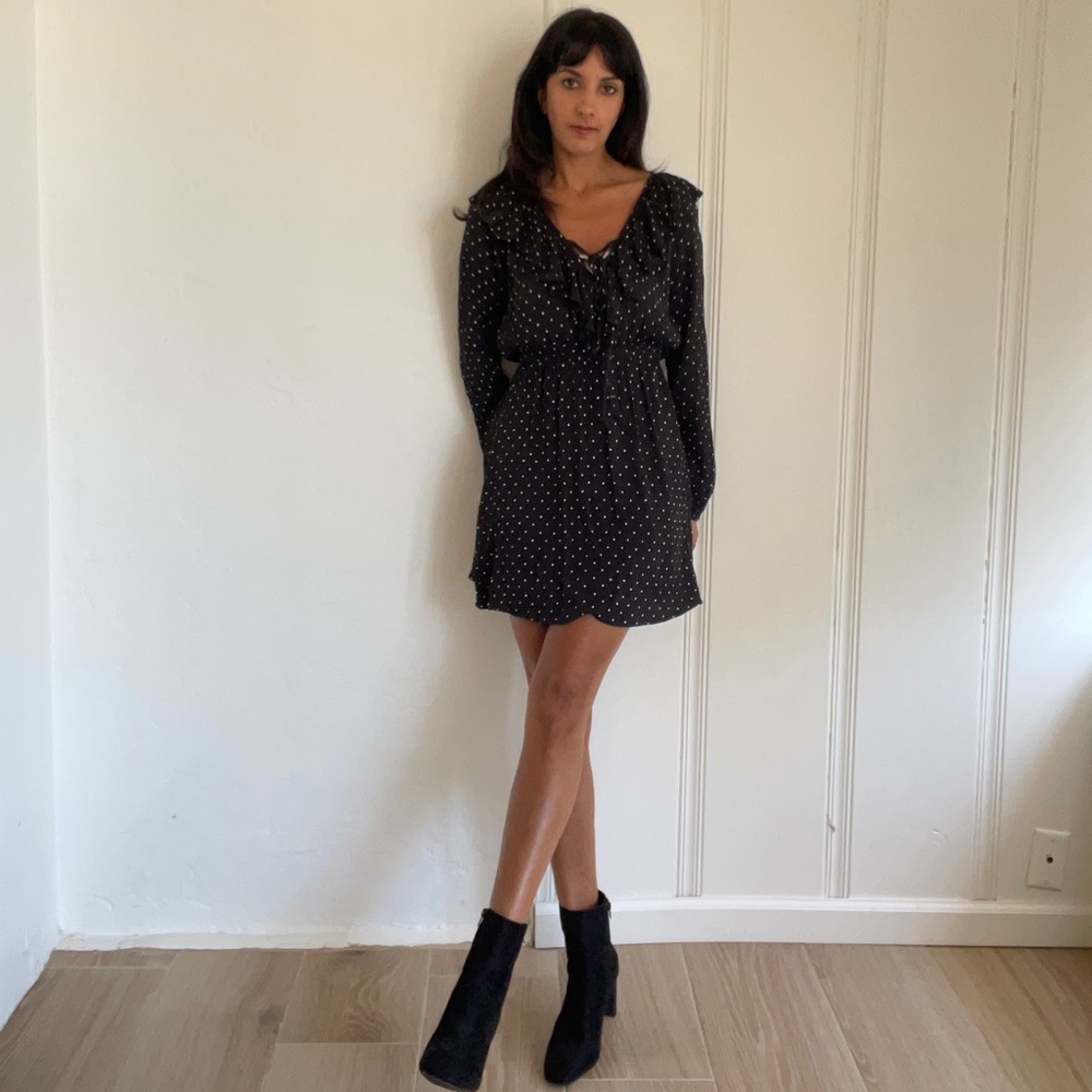 Billabong black dress with white polka dots